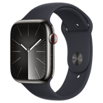 Refurbished Apple Watch Series 9 GPS + Cellular, 45mm Graphite Stainless Steel Case with M/L Midnight Sport Band