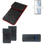 Protective cover for Nokia G60 5G dark gray red edges Filz Sleeve Bag Pouch