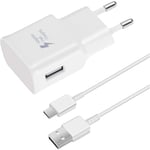 2 st snabba laddare, 1,5 m kabel, kompatibel med Samsung Galaxy S22 S21 S20 S8 S10 S9 Plus Note 7 8 9 10 A53 LG, HTC white