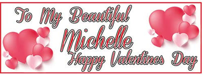 2 Personalised Valentines Day Banners - Design 3 - Printed with Any Message