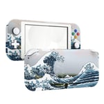 eXtremeRate Soft Touch The Great Wave DIY Replacement Shell for Nintendo Switch Lite, NSL Handheld Controller Housing w/Screen Protector, Custom Case Cover for Nintendo Switch Lite