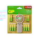 GP Ultra Alkaline 12st AA-batterier + 12st AAA-batterier  + Handfläkt