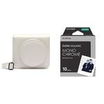instax instaxInstax SQ1 Camera Case - Chalk White & Square Instant Film Monochrome, 10 Shot Pack, Suitable for All Square Cameras and printersinstax