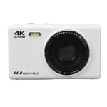 (White)4K Digital Camera For Teens 44MP Digital Point And Shoot Camera With 16X