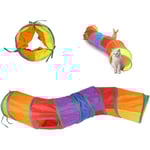 Kattunnel, Kanintunnel, 2-vägs kattunnel, Husdjursleksaker, Hopvikbar husdjurstunnel, Kattunnel lämplig för inomhus och utomhus (Rainbow-S) Rainbows
