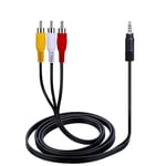 Male to Male Speaker AUX Cable 3.5mm Jack to 3 RCA Adapter Wire AV Cable