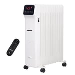 Oil Filled Radiator Digital Portable 2500W 11 Fin Heater Thermostat Remote White