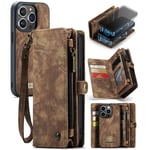CaseMe Multi-slot Plånboksfodral iPhone 15 Pro Max Brun