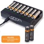 AA / AAA Battery Charging Dock plus 10 x AA 1000mAh Rechargeable Batteries