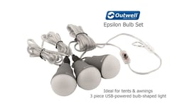 Outwell Epsilon Bulb Set UK - 3 Tent Awning Lights - USB 12V Lighting - Camping