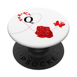 Pop Up Phone Grip,Red Heart Butterfly Rose Letter Q White PopSockets Support et Grip pour Smartphones et Tablettes