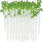 8 Packs Artificial Wisteria Vine Flowers, Fake Faux Silk Wall Hanging Wisteria G
