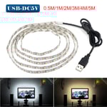 5V TV LED Bakgrundsbelysning USB LED Strip Light Dekor Lampa Warm white-2M