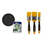 Dulux 5235650 Weathershield Quick Dry Multi Surface Paint. Satin Black Wood and Metal & Coral 31416 Zero Paint Brushes with No Loss of Bristle Paintbrush Heads 3 Piece Pack Set, Set of 3