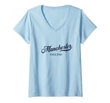 Womens Retro England City - Vintage Manchester V-Neck T-Shirt