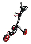 Qwik-Fold 3 Wheel Push Pull Golf Cart, Patented Bullet System and Foot Brake, ONE Second to Open and Close! (Black/Red) (933-3.0-BLK/RED)