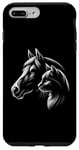 Coque pour iPhone 7 Plus/8 Plus Silhouette de visage de cheval et de chat pour amoureux des animaux
