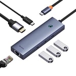 Baseus Hub 6w1 UltraJoy 6-Port (USB-C to 1xHDMI4K@30Hz + 3xUSB 3.0 + 1xPD +RJ45)
