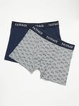 FatFace Land Rover Boxers, Pack of 2, Grey Marl/Navy