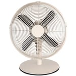 Russell Hobbs 12” Metal Desk Fan in Greige (Grey/Beige), 3 Speed Settings, Lightweight and Compact, Tilt and Oscillating Features, 4 Curved Blades, Up to 2 Years Guarentee, RHMDF1201GR