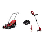 Einhell Power X-Change 18/33 Cordless Lawnmower With Battery and Charger & Power X-Change 18/24 Cordless Strimmer With Battery And Charger - 18V Lightweight Battery Grass Trimmer With 20 x Blades