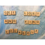 Get Lost Find Yourself Travel Scrabble Large Art Print Poster Wall Decor 18x24 inch