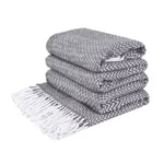 LoveYouHome Cotton Chevron Blanket-Throw Large Soft suitable for Double / Single Bed, Sofa, Armchair (55 in X 79 in | 140 cm X 200 cm - Deep-Grey)