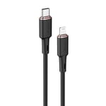 Acefast USB-C till Lightning-kabel MFI, 1,2m, 30W, 3A - Svart