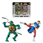 BANDAI 2 Pack | Teenage Mutant Ninja Turtles Michelangelo Vs Street Fighter Chun-Li Action Figures | 6'' And Turtle With Articulation, P81252
