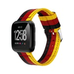 Fitbit Versa träningsklocka armband rem vävd nylon - Svart röd gul