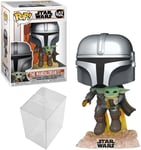 Funko Pop! Star Wars: The Mandalorian - Mandalorian Flying with The Child Bundle with 1 PopShield Pop Box Protector