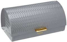 Tower T826090GRY Empire Roll Top Bread Bin, Stainless Steel, Grey and Brass, One Size