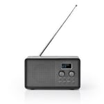 Nedis DAB + Radio | Bordsdesign DAB+ / FM 1.3 " Svart Vit Skärm Batteridriven Digital 4.5 W Väckarklocka