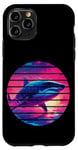 Coque pour iPhone 11 Pro Cercle rétro grand requin blanc océan eau violet coucher de soleil
