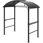Grillpaviljong 233 x 110 x 235 cm vindtät trädgårdspaviljong med dubbeltak, hyllor, lusthus med UV-skydd, BBQ-paviljong av stål,