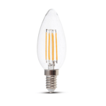 V-Tac 4W LED kronljus - Filament, varmvit, E14 - Dimbar : Dimbar, Kulör : Varm