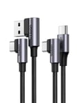 UGREEN USB C Cable USB A Right Angle Type C 60W PD QC 3.0 Fast Charge Data Lead 90 Degree Compatible with MacBook,iPad Pro/Air 2020,Galaxy S22 S21 Ultra S20 A21s Note20 Ultra, XPS (2 Pack,0.5M+2M)