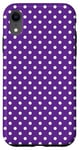 Coque pour iPhone XR Petit motif géométrique à pois violet et blanc des années 1980