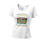 T-Shirt Femme Col V Radio-Cassettes - L'argent Ne Fait Pas Le Bonheur