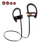 Bluetooth Earphones, ZEPST Wireless Earphones Bluetooth 4.0 Stereo Noise Cancelling Sweatproof Sports Earphones with Mic, for Running, Cycling, Gym, Travelling and More (Gold)