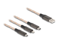 Delock 3 in 1 - Dedikerad laddningskabel - USB hane till mikro-USB typ B, Lightning, 24 pin USB-C hane - 1.2 m - transparent / copper-colored - RGB illumination