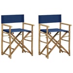 vidaXL foldbare instruktørstole 2 stk. bambus og stof blå