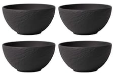Villeroy & Boch Manufacture Rock Lot de 4 bols en porcelaine de qualité supérieure Passe au lave-vaisselle et au micro-ondes Noir 430 ml 14 cm
