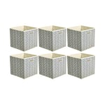 Amazon Basics Lot de 6 cubes de rangement pliables en tissu avec œillets ovales Chevrons gris