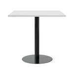 Cafébord Kvadrat - Runt pelarstativ, Storlek 80x80 cm, Bordsskiva Ljusgrå, Stativ Svart