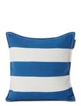 Block Stripe Printed Recycled Cotton Pillow Cover Home Textiles Cushions & Blankets Cushion Covers Blue Lexington Home