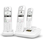 Gigaset A695A Trio - 3 téléphones DECT sans Fil avec répondeur - écran à Haut Contraste - Excellente qualité Audio - profils sonores réglables - Fonction Mains Libres - Protection d'appels, Blanc
