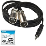 HQRP 6ft 1/8" (3.5mm) to Dual XLR Male Cable for KRK Rokit 5 G2s, HS50m's