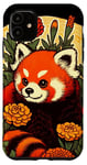 Coque pour iPhone 11 Art rétro panda rouge