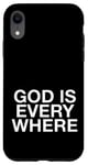 Coque pour iPhone XR Dieu est partout (mots au dos)
